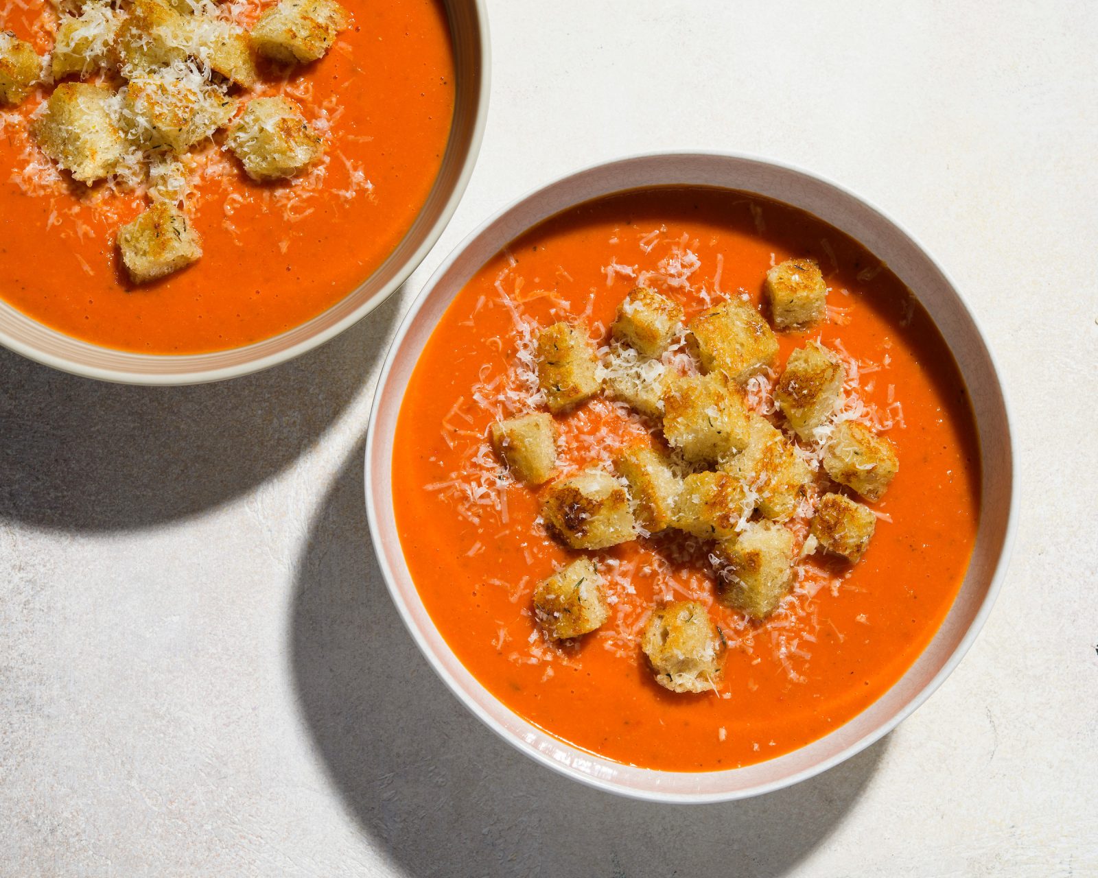 Cream-Free Tomato Bisque with Parmesan Croutons