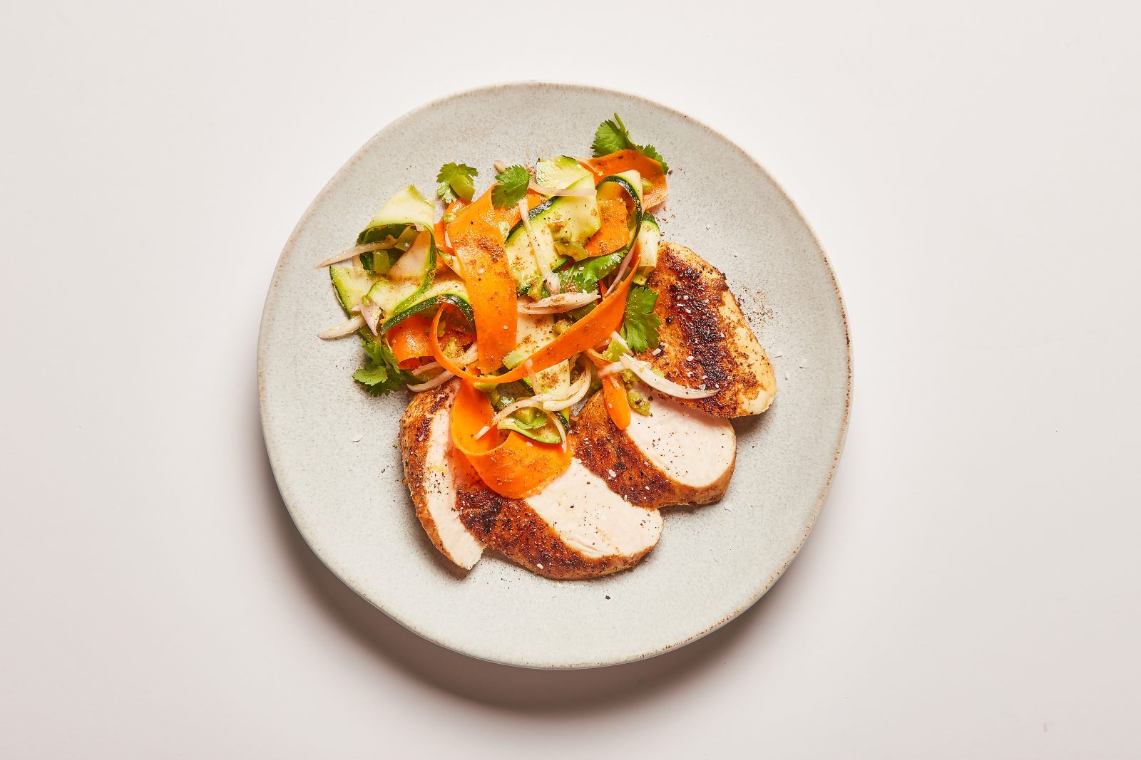 Chicken Cutlets Shaved Carrot Zucchini Salad