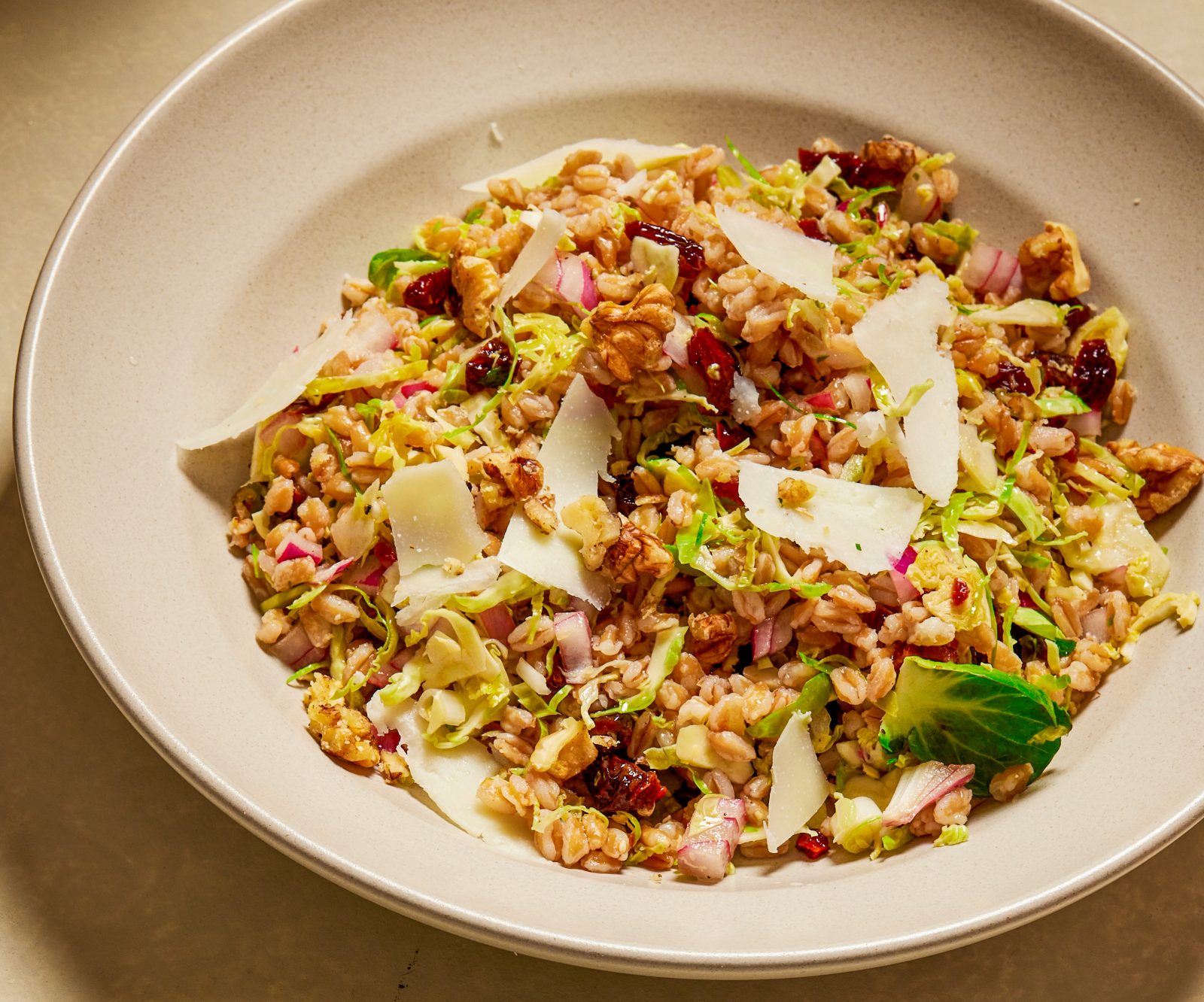 Farro Brussels Sprouts Salad Manchego