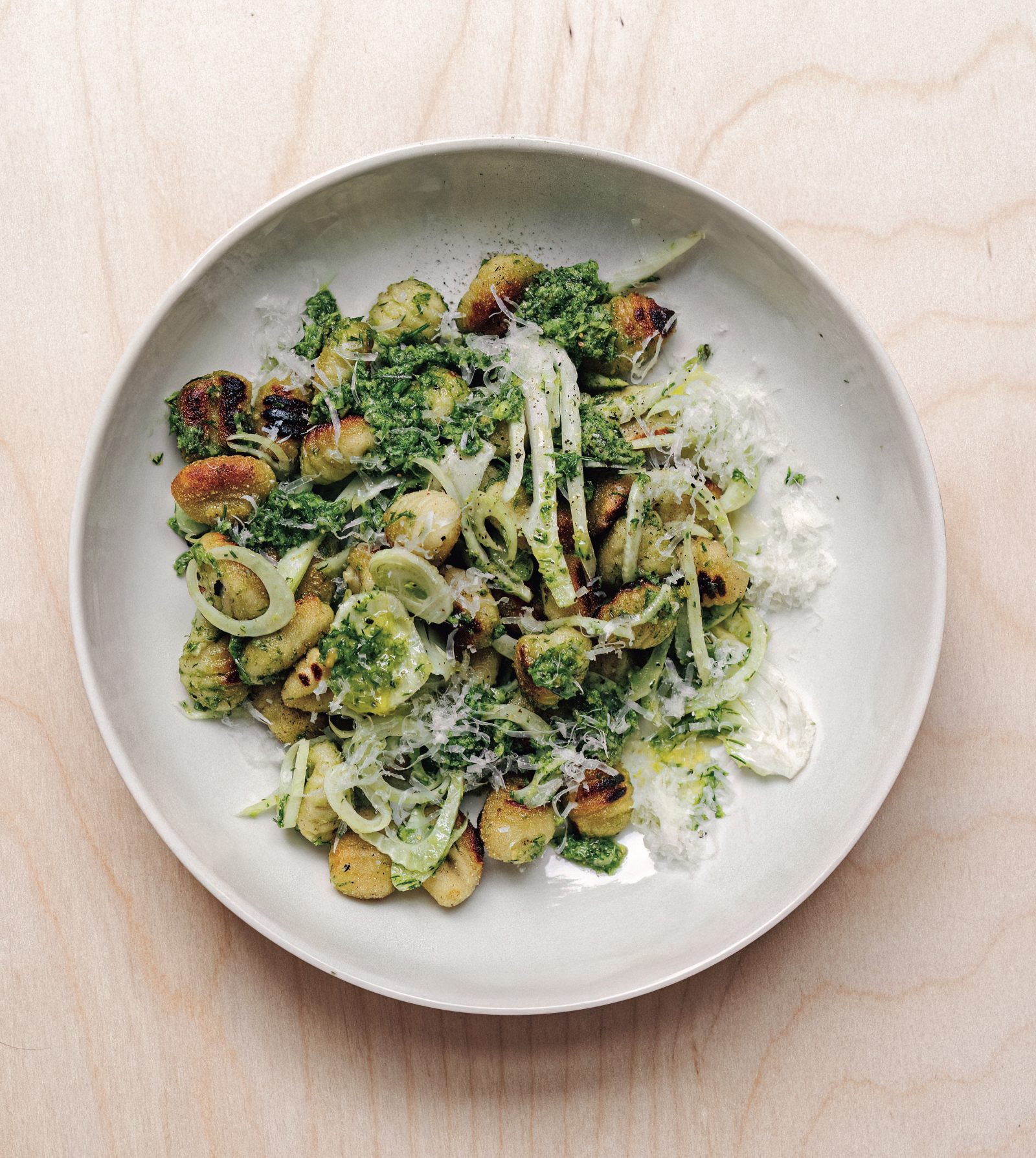 Fennel and Gnocchi Salad with Fennel Frond Pesto