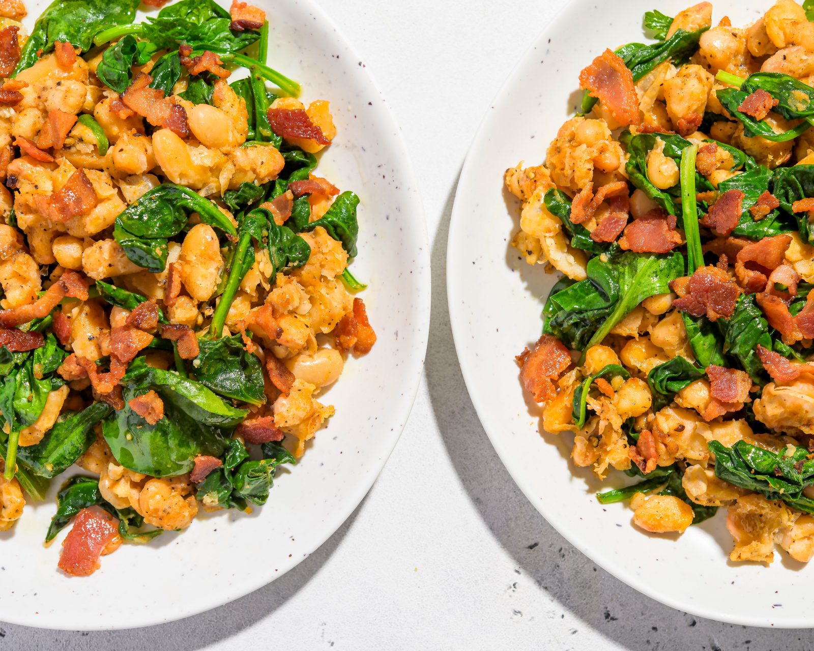 Fried White Beans Bacon Garlic Spinach