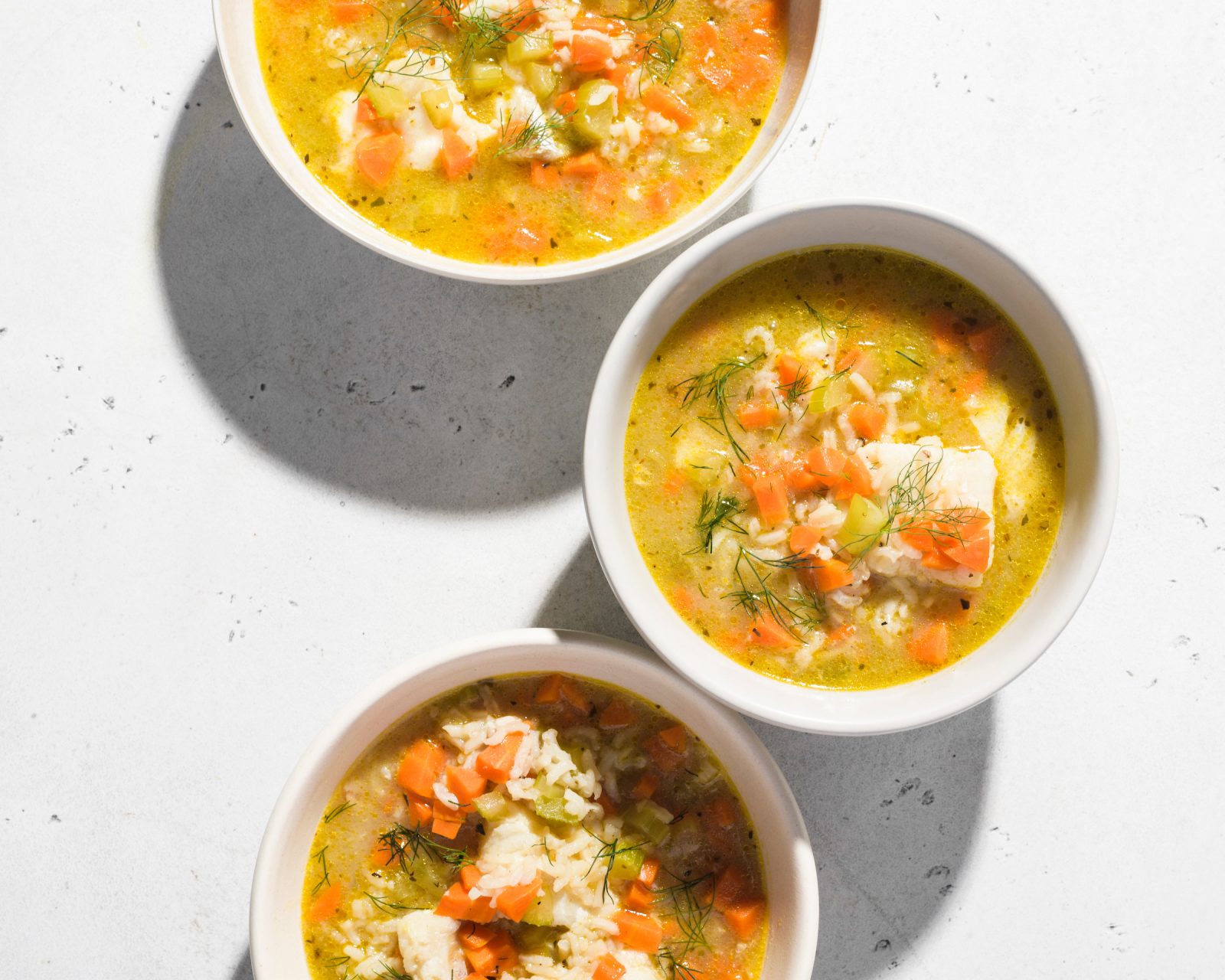 Greek Inspired Fish Soup with Rice and Lemon