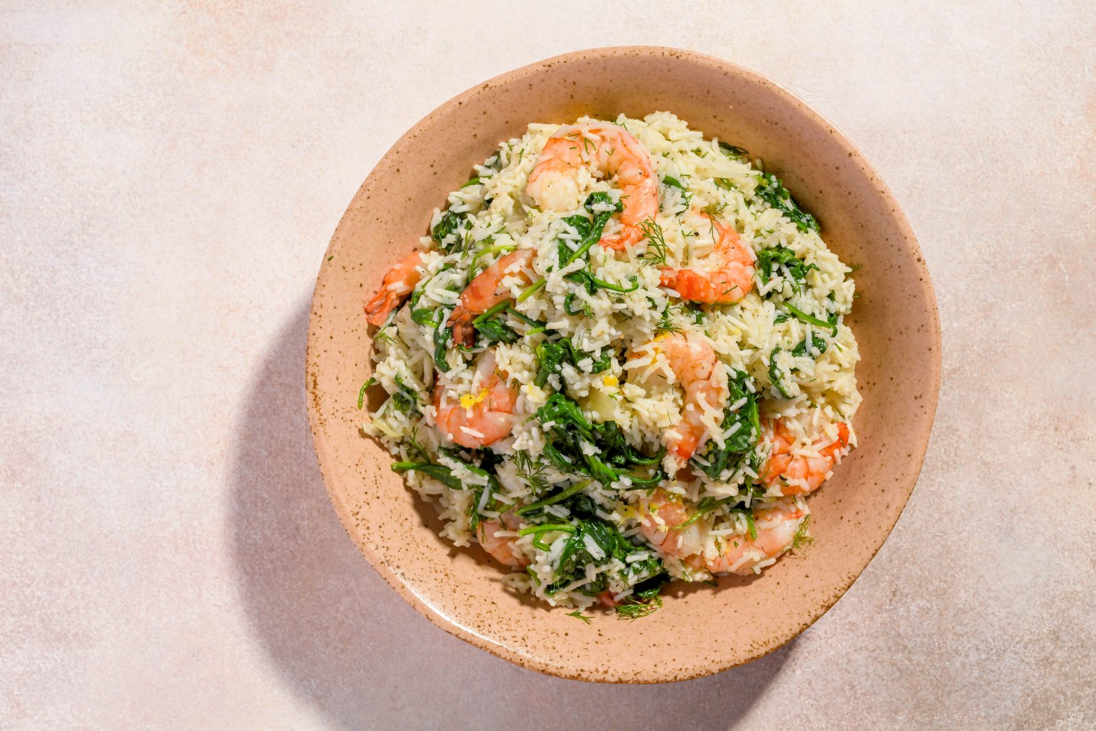 Greek Style Spinach Rice Shrimp Dill
