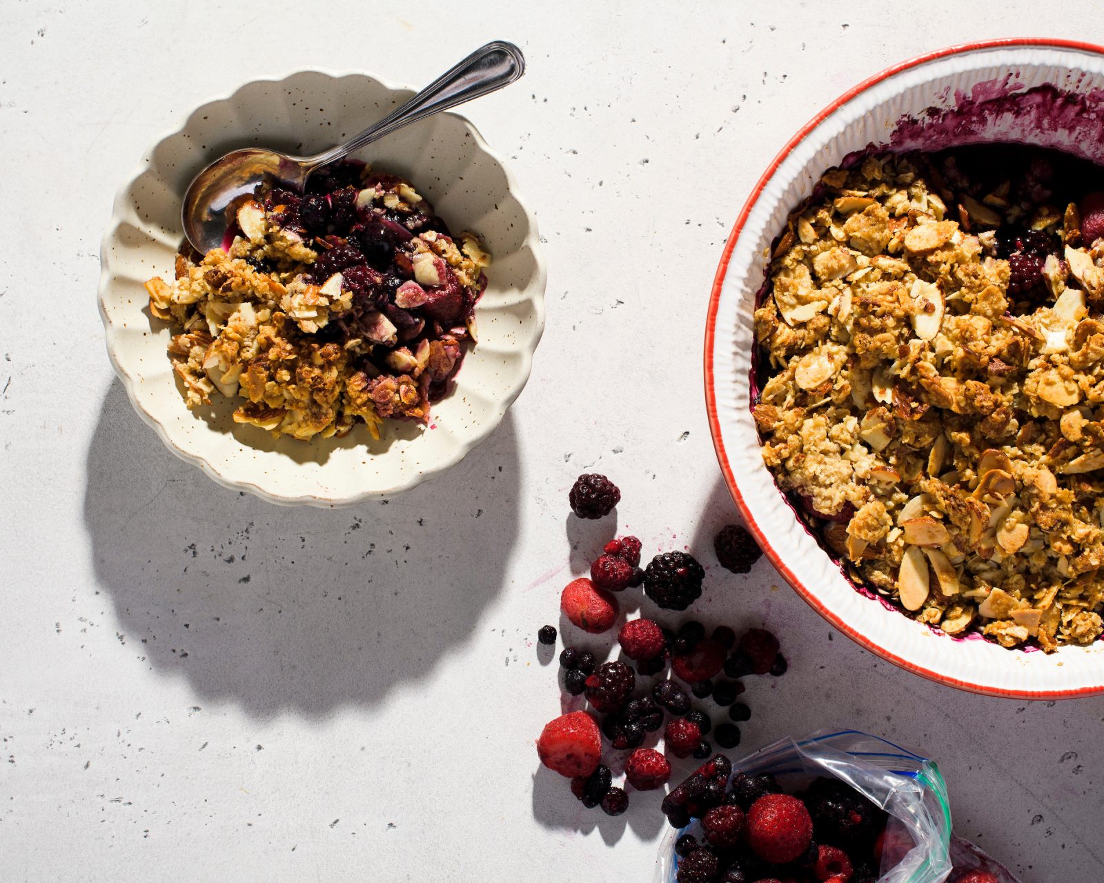 Mixed Berry Crumble Spiced Oats Almonds Cook What You Have Milk Street