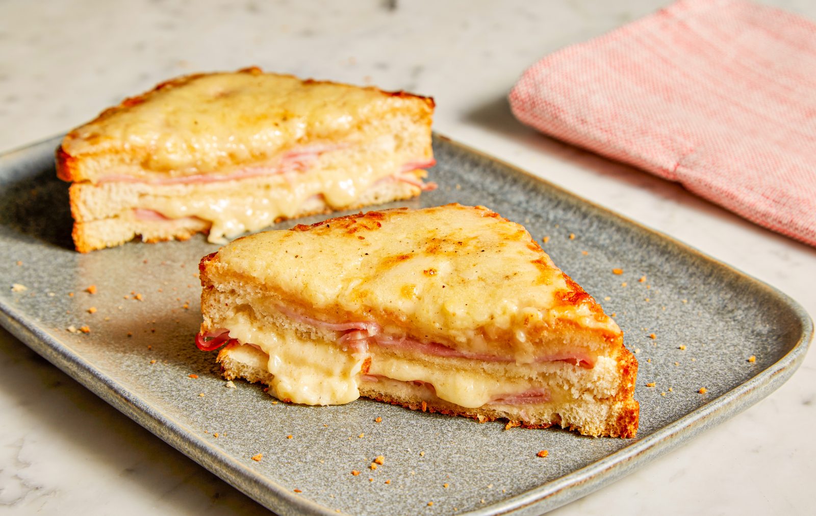 Oven Baked Three Layer Croque Monsieur Sandwich