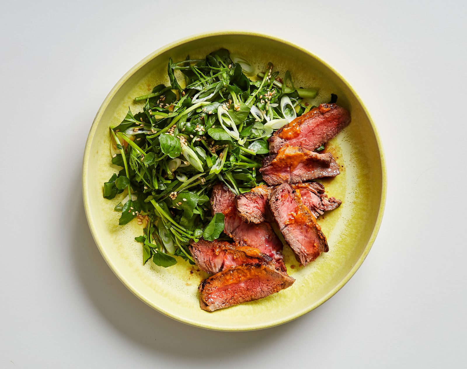 Pan Seared Steak Smoky Miso Butter Watercress Salad