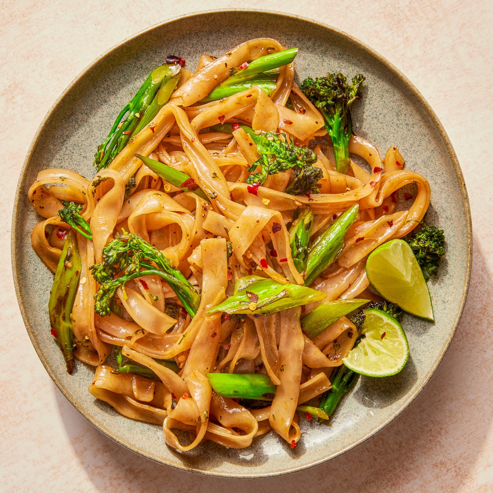 Stir Fried Rice Noodles Broccolini Oyster Sauce