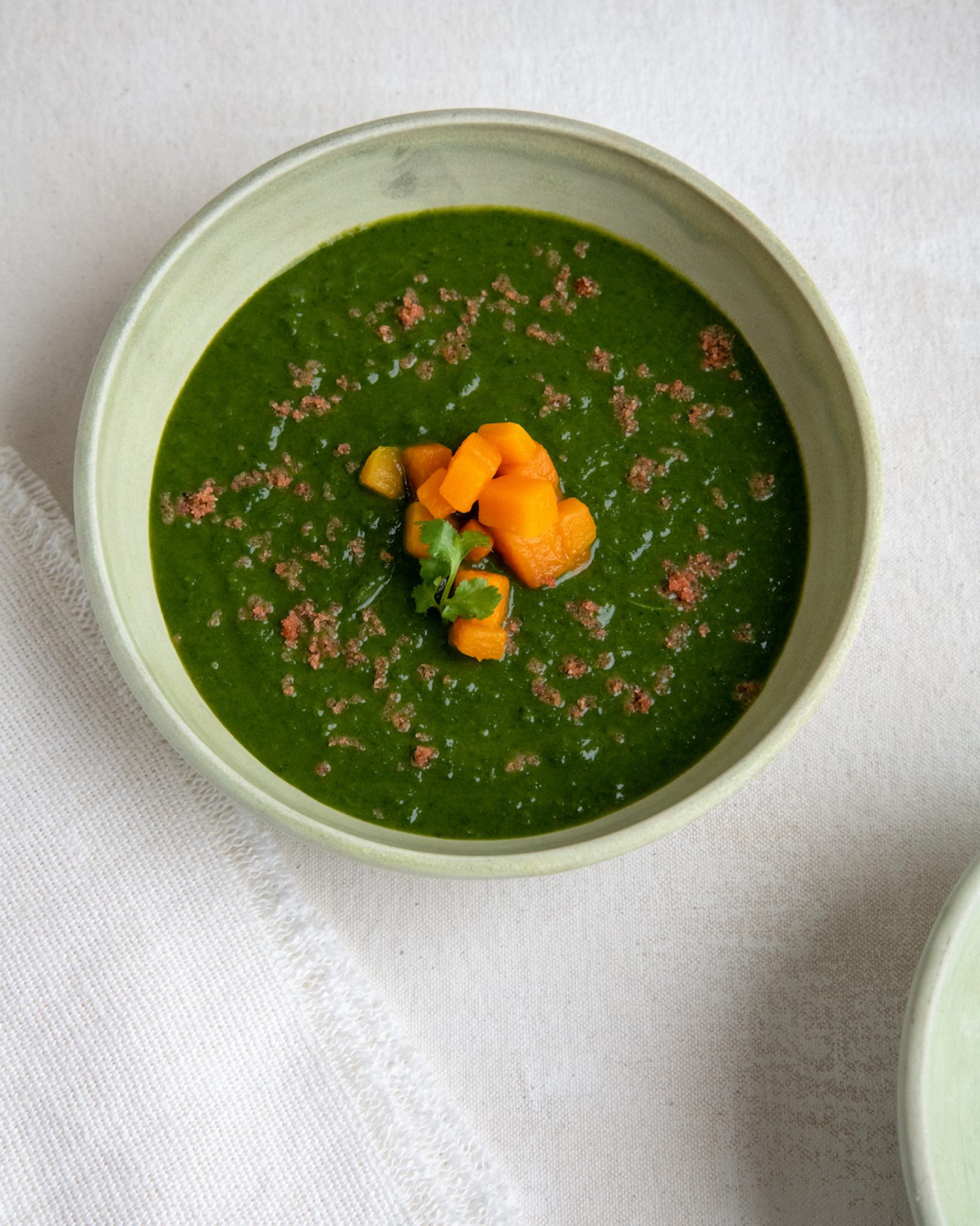 Curried squash with kale soup