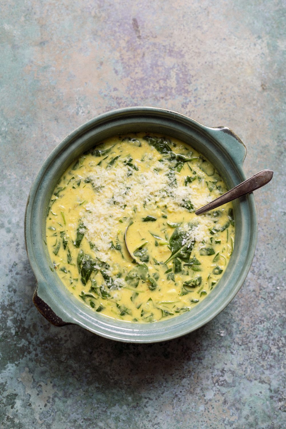 Spicy Red Lentil Soup with Coconut Milk and Spinach