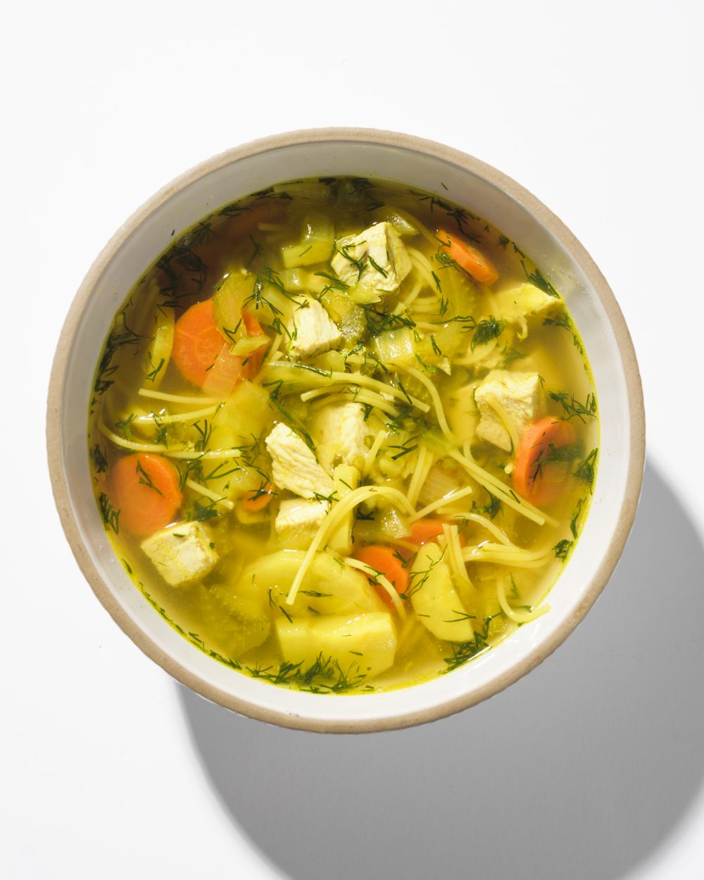 Chicken noodle soup turmeric dill v