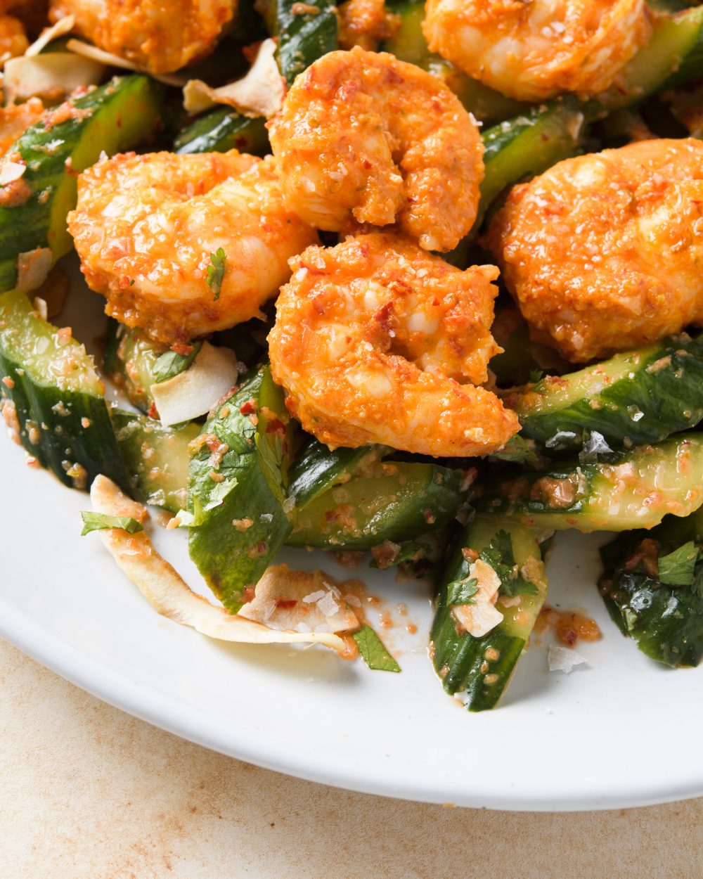Cucumber shrimp salad chili garlic lime v