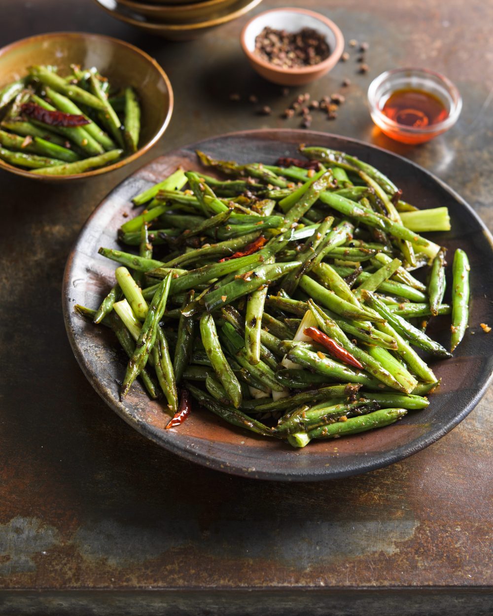 Dry fried green beans sichuan peppercorns v