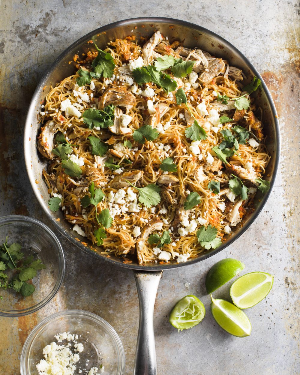 Mexican style dry noodles chicken v