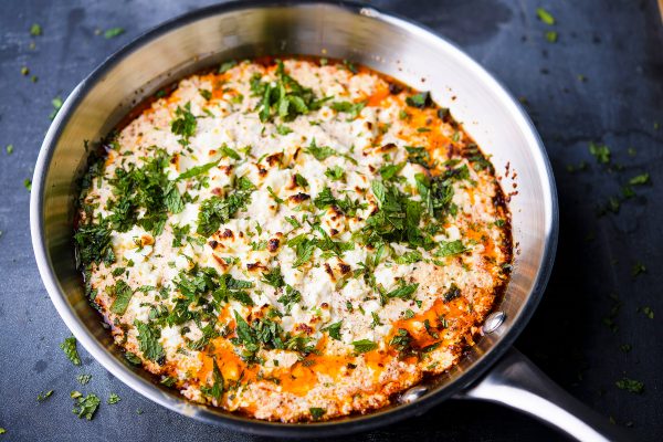 Baked Feta and Ricotta with Mint
