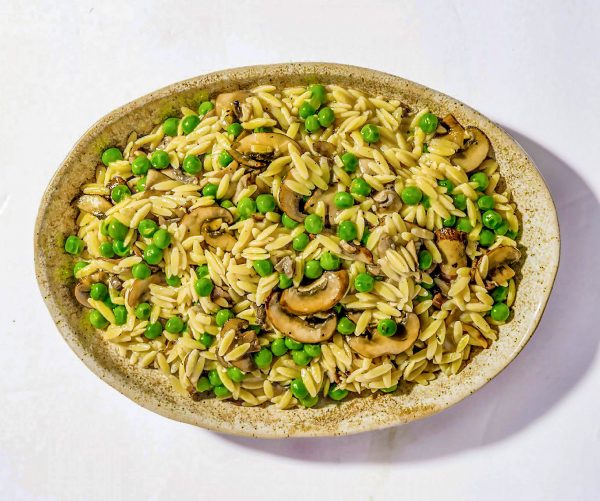 Orzo Risotto with Peas and Mushrooms