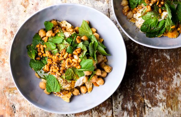Pita and Chickpea Salad with Yogurt and Mint (Fatteh)