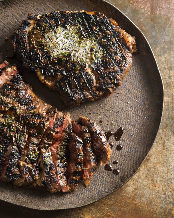 Rib-Eye Steaks with Rosemary and Pomegranate Molasses