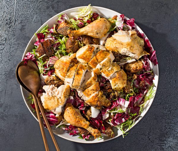 Skillet-Roasted Chicken with Bread Salad