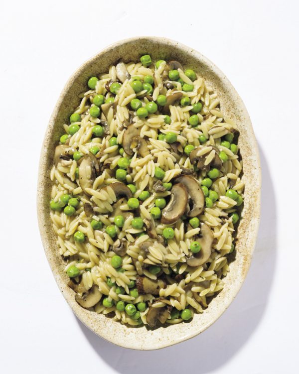 Orzo Risotto with Peas and Mushrooms