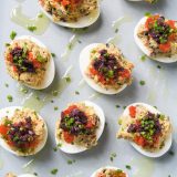 Deviled Eggs With Tuna Olives and Capers