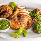 Spice Rubbed Roasted Chicken Green Herb Chutney