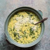 Spicy Red Lentil Soup with Coconut Milk and Spinach