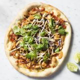 Brazilian style thai chicken pizza bean sprouts peanut sauce v