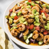 Mexican style shrimp in chili lime sauce aguachile negro v
