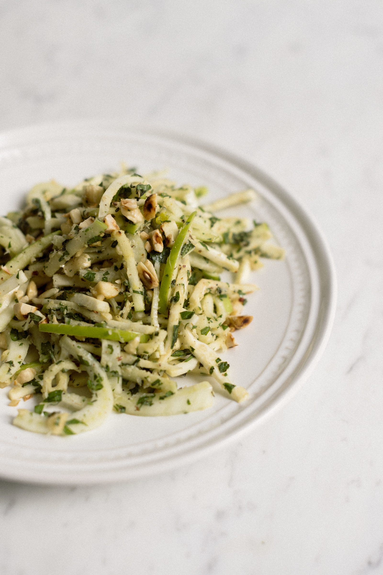 Apple, Celery Root and Fennel Salad with Hazelnuts