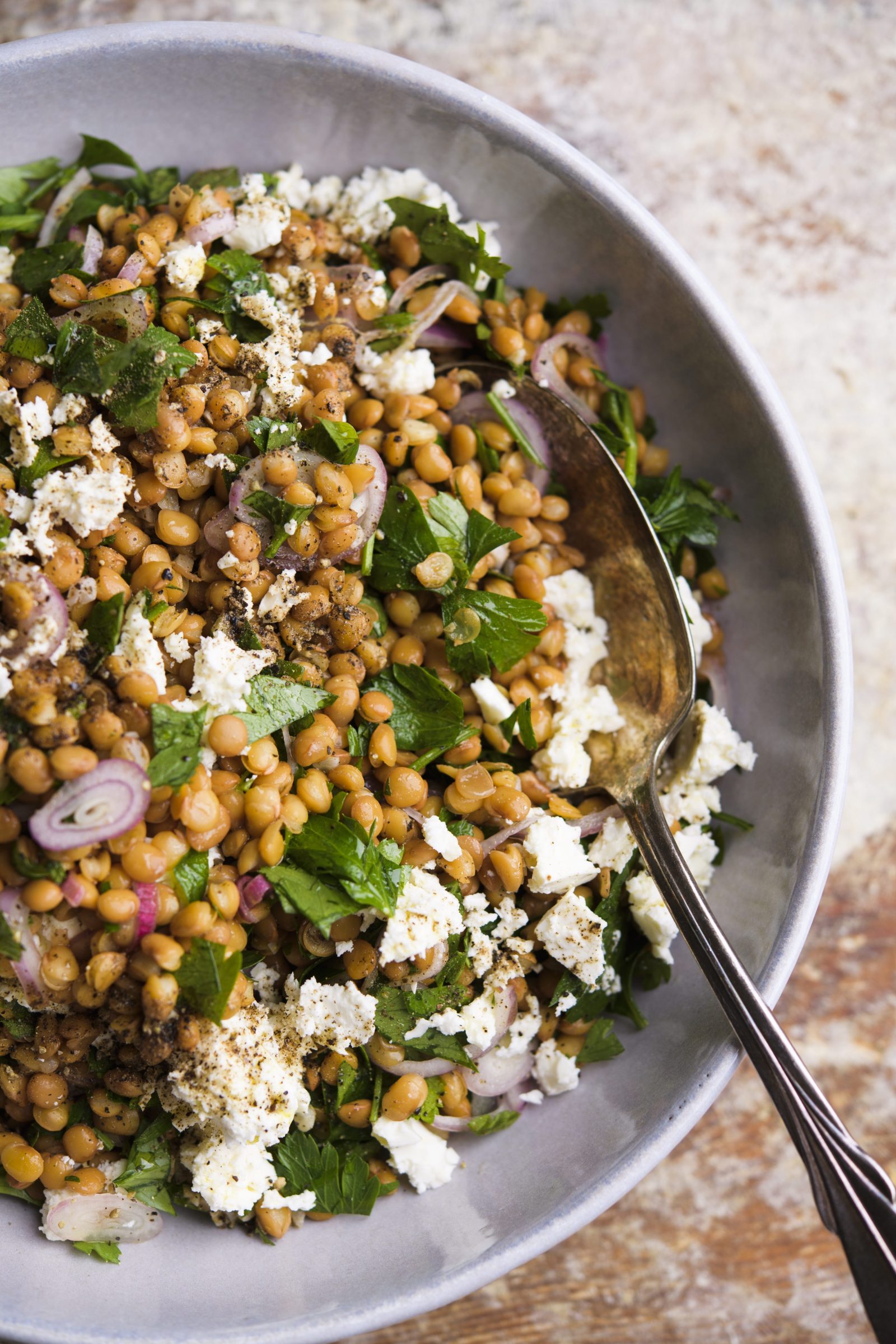 Garlicky Lentil and Parsley Salad with Feta