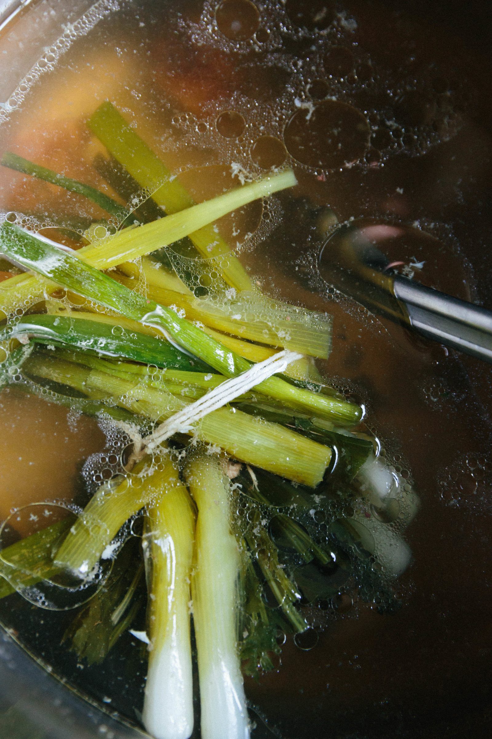 Prepare the herbs and make the broth
