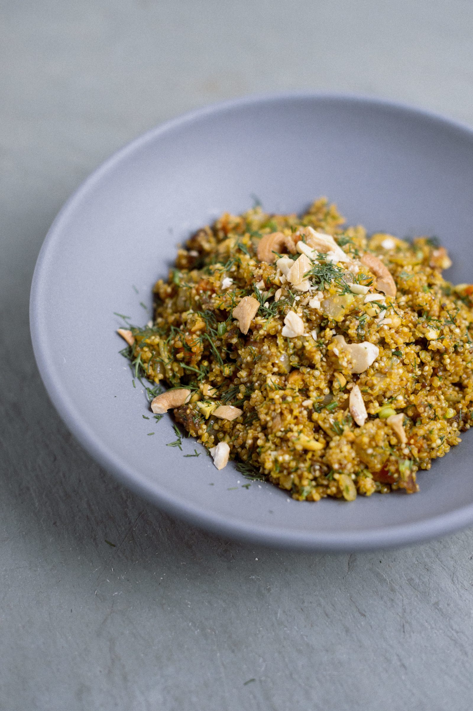 Quinoa Pilaf with Dates, Almonds and Carrot Juice