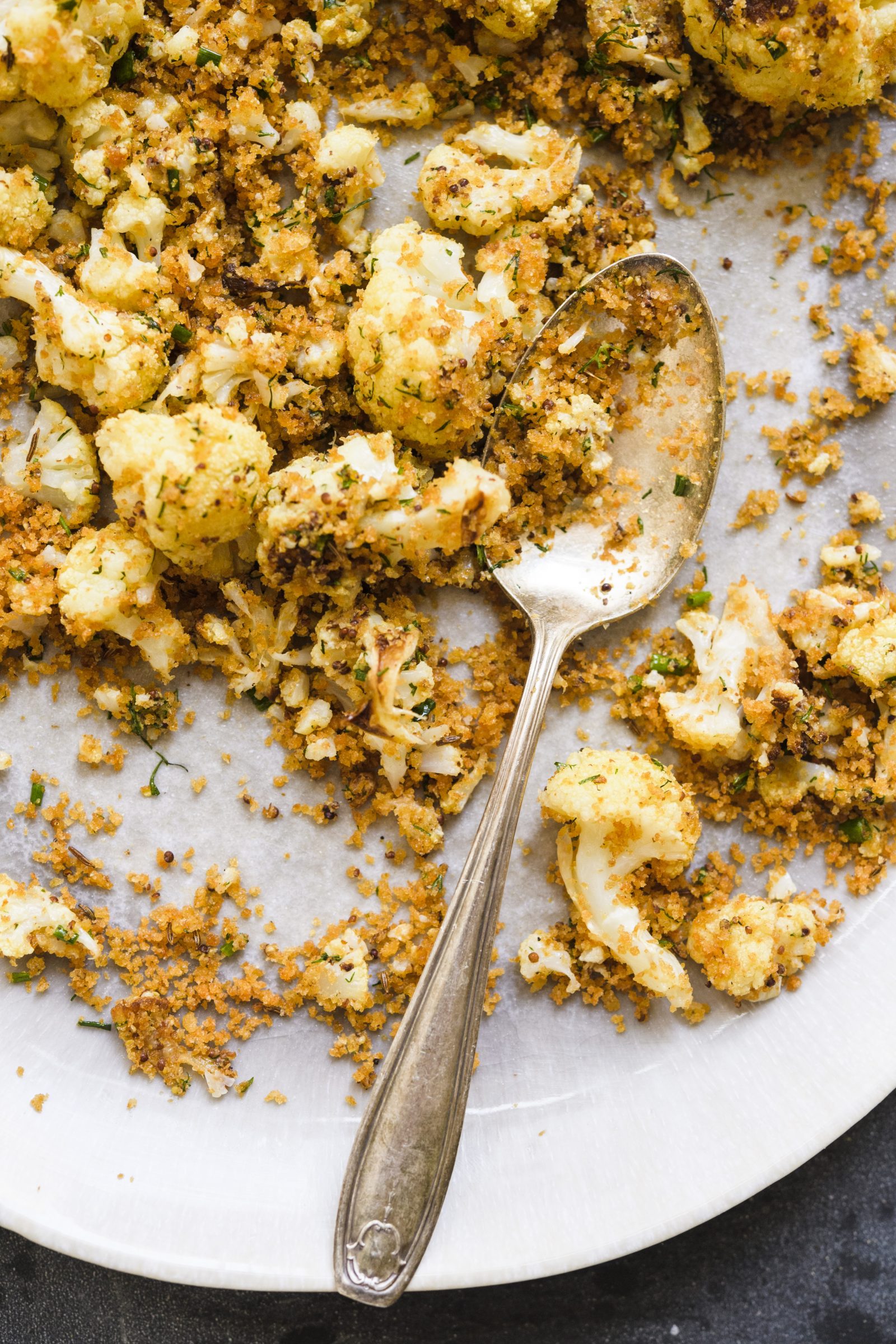 Roasted Cauliflower with Caraway and Buttered Bread Crumbs