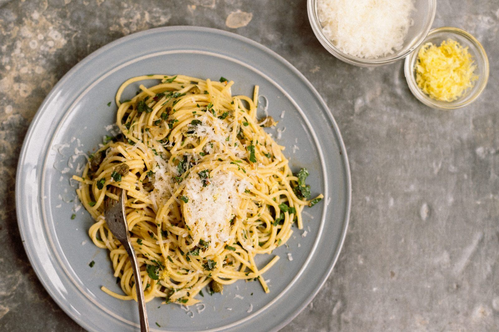 Spaghetti with Lemon, Anchovies, and Capers
