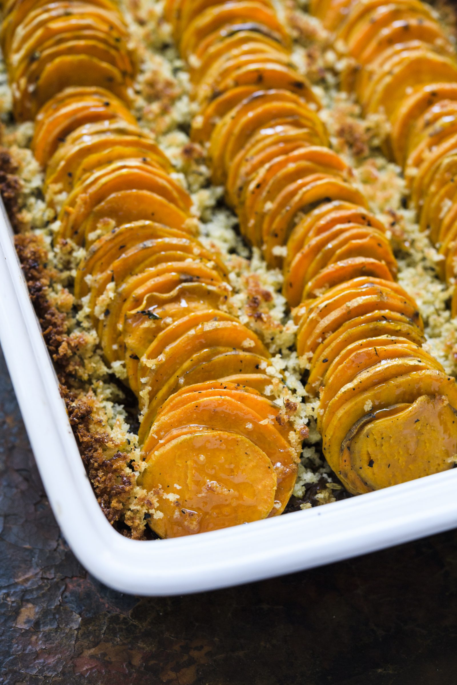 Sweet Potato and Shallot Casserole with Fennel Seed