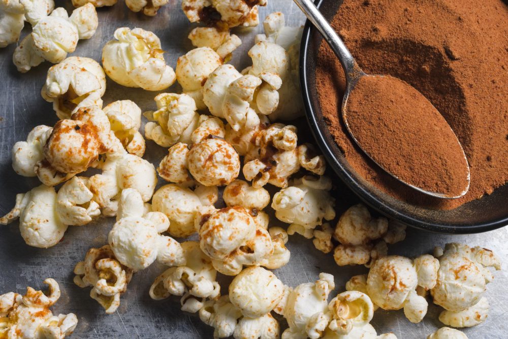 Tomato powder is the key to this delicious popcorn topping.