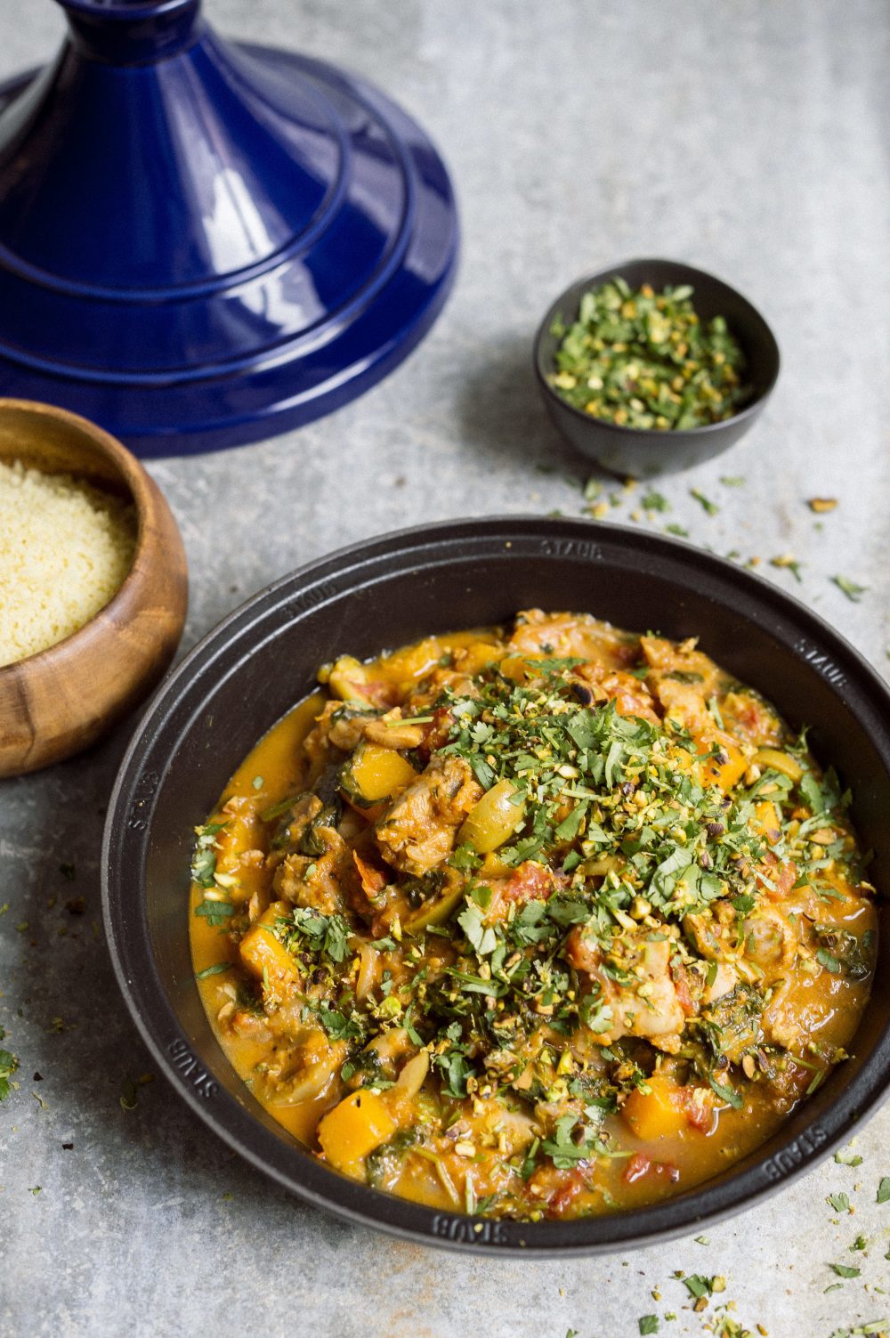 Chicken Tagine with Apricots, Butternut Squash and Spinach