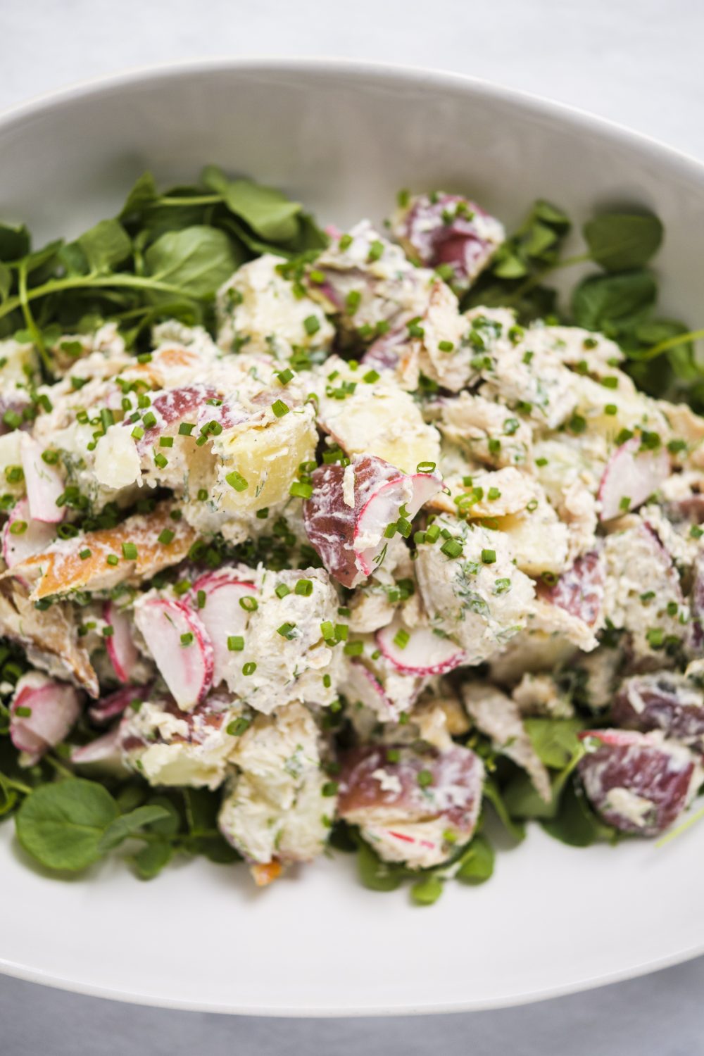Potato Salad and Smoked Trout with Horseradish and Chives