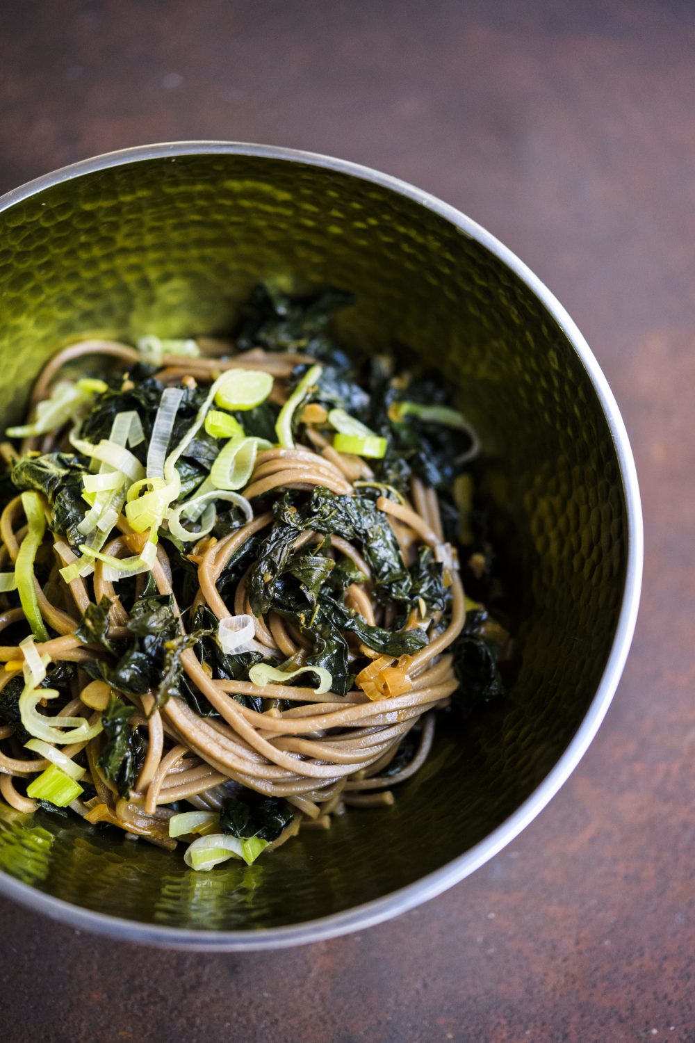 Spicy Garlic Soba with Greens