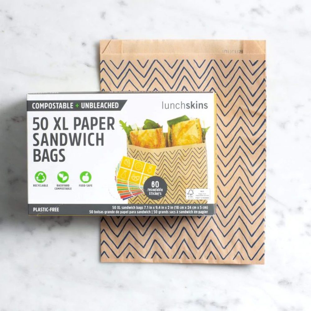Lunchskins compostable sealable paper xl sandwich bags