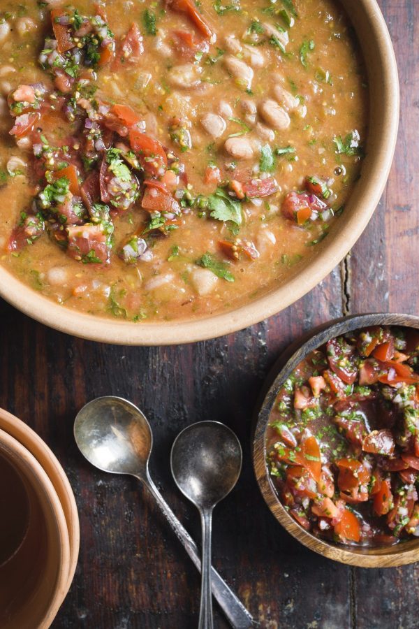 Mexican Stewed Beans with Salsa Fresca