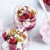 Raspberry-Pistachio Meringue with Spiced Whipped Cream