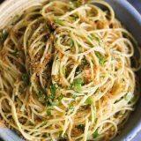 Spaghetti with Anchovies, Pine Nuts and Raisins