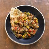 Spicy Pork with Leeks and Roasted Red Peppers (Tigania)