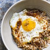 Toasted Pearl Couscous with Fried Eggs